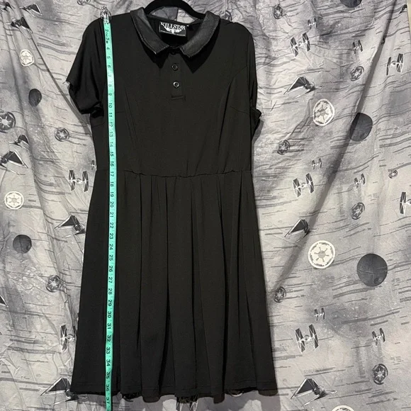 KILLSTAR MALICE FAUX LEATHER COLLARED SKATER DRESS SZ XL - Picture 7 of 9